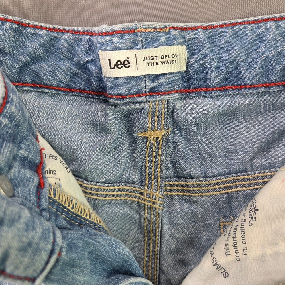 Lee Carpenter Denim Shorts Womens 6M Blue Light Wash Mid Rise Cotton Utility - Picture 4 of 7